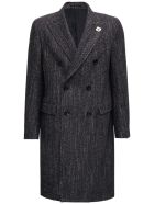 Lardini Double-breasted Grey Wool Blend Coat Lardini Double-breasted Grey Wool Blend Coat - Grey