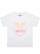 Kenzo Kids White T-shirt For Babygril With Tiger Kenzo Kids White T-shirt For Babygril With Tiger - White