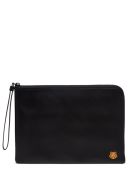 Kenzo Leather Clutch With Logo Patch Kenzo Leather Clutch With Logo Patch - Black