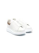 Kid White Oversize Sneakers With Leopard Spoiler Alexander McQueen Kid White Oversize Sneakers With Leopard Spoiler
