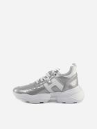 Hogan Interaction Sneakers In Leather With Pearly Finish Hogan Interaction Sneakers In Leather With Pearly Finish - Argento e Bianco