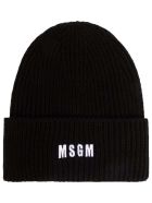 MSGM Black Chunky Knit Hat With Logo MSGM Black Chunky Knit Hat With Logo - Nero