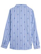 Gucci Striped Cotton Shirt With Gg Motif Gucci Striped Cotton Shirt With Gg Motif - Blu