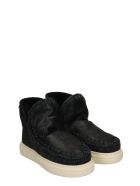 Mou Eskimo Sneaker Low Heels Ankle Boots In Black Leather Mou Eskimo Sneaker Low Heels Ankle Boots In Black Leather - black