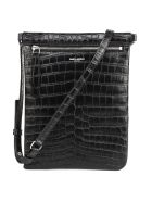 Black Messenger Bag In Crocodile Printed Leather Saint Laurent Black Messenger Bag In Crocodile Printed Leather - Nero