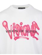 White And Fuchsia "visione" Man T-shirt Vision of Super White And Fuchsia "visione" Man T-shirt - White/fuxia