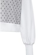 RED Valentino Cropped Hoodie In White Jersey With Contrasting Print And Point D'esprit Insert RED Valentino Cropped Hoodie In White Jersey With Contrasting Print And Point D'esprit Insert - White