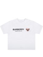 Burberry White T-shirt For Baby Kids With Logo Burberry White T-shirt For Baby Kids With Logo - White