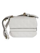 Moschino Stitch Detail Logo Plaque Flap Shoulder Bag Moschino Stitch Detail Logo Plaque Flap Shoulder Bag - White