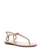 Aquazzura Flat Sandals With Beads Detail Aquazzura Flat Sandals With Beads Detail - Beige
