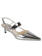 Prada Logo Plaque Side Buckle Slingback Pumps Prada Logo Plaque Side Buckle Slingback Pumps - Silver