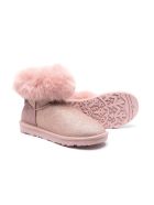 Monnalisa Pink Glittered Leather Boots Monnalisa Pink Glittered Leather Boots - Pink