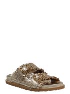 Coral Blue Jewel Buckle Sandals Coral Blue Jewel Buckle Sandals - Metallic
