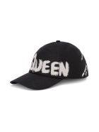 Alexander McQueen Cotton Hat With Graffiti Logo Print Alexander McQueen Cotton Hat With Graffiti Logo Print - Black