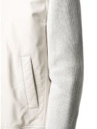 Brunello Cucinelli Grey Leather And Cotton Bomber Jacket Brunello Cucinelli Grey Leather And Cotton Bomber Jacket - Beige