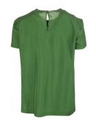 Prato Green Silk Round Neck Silk Blouse Kiton Prato Green Silk Round Neck Silk Blouse - Prato
