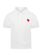 Comme des Garçons Play White Polo T-shirt For Kids With Logo Comme des Garçons Play White Polo T-shirt For Kids With Logo - White