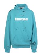Unisex Turquoise Caps Destroyed Hoodie Balenciaga Unisex Turquoise Caps Destroyed Hoodie - Turquoise/white