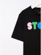 Stella McCartney Kids Black Cotton T-shirt With Logo Print Stella McCartney Kids Black Cotton T-shirt With Logo Print - Black
