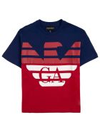 Emporio Armani Bicolor Cotton T-shirt With Logo Print Emporio Armani Bicolor Cotton T-shirt With Logo Print - Blu