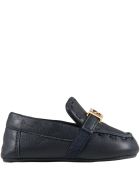 Fendi Blue Moccasins For Babykids With Logo Fendi Blue Moccasins For Babykids With Logo - Blue