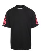 Man Black T-shirt With Fluo Pink Flame Vision of Super Man Black T-shirt With Fluo Pink Flame - Black/pink