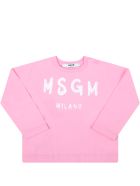 MSGM Pink T-shirt For Baby Girl With Logo MSGM Pink T-shirt For Baby Girl With Logo - Pink