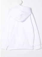 Kids White Hoodie With Fluo Green Oversize Logo Diesel Kids White Hoodie With Fluo Green Oversize Logo