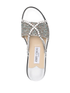 Silver And Multicolor Glitter Aadi Flat Sandal Jimmy Choo Silver And Multicolor Glitter Aadi Flat Sandal