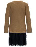 RED Valentino Wool And Point D'esprit Tulle Dress RED Valentino Wool And Point D'esprit Tulle Dress - Beige