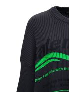Balenciaga Oversize Ribbed Knit Sweater With Print Balenciaga Oversize Ribbed Knit Sweater With Print - Black