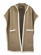 Burberry Carla Knt - Wool And Cashmere Hooded Cape With Jacquard Graphics And Logo Burberry Carla Knt - Wool And Cashmere Hooded Cape With Jacquard Graphics And Logo - Archive Beige