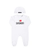 Dolce & Gabbana White Suit For Baby Kids With Red Heart Dolce & Gabbana White Suit For Baby Kids With Red Heart - White