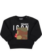 Dsquared2 Black Sweatshirt For Baby Boy For Logo Dsquared2 Black Sweatshirt For Baby Boy For Logo - Black
