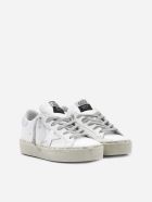 Golden Goose Hi Star Sneaker In Leather With Laminated Effect Inserts Golden Goose Hi Star Sneaker In Leather With Laminated Effect Inserts - White/silver