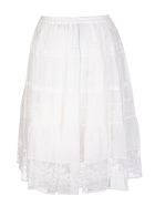 White Flounced Skirt With Lace Inserts Ermanno Scervino White Flounced Skirt With Lace Inserts