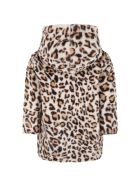 Douuod Beige Coat For Girl With Animalier Details Douuod Beige Coat For Girl With Animalier Details - Brown