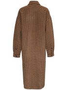 Nanushka Cruza Check Wool And Silk Long Coat Nanushka Cruza Check Wool And Silk Long Coat - Brown