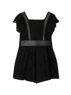 Monnalisa Short Jumpsuit With Ruches Monnalisa Short Jumpsuit With Ruches - Nero