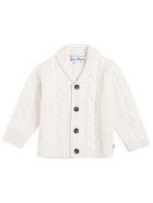 Tartine et Chocolat White Cardigan In Woven Wool With Buttons Tartine et Chocolat White Cardigan In Woven Wool With Buttons - White