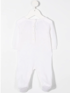 Newborn White Romper With Cap And Golden Logo Balmain Newborn White Romper With Cap And Golden Logo