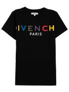 Givenchy Black Cotton T-shirt With Multicolor Logo Print Givenchy Black Cotton T-shirt With Multicolor Logo Print - Black