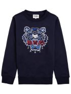 Kenzo Kids Blue Cotton Sweatshirt With Logo Kenzo Kids Blue Cotton Sweatshirt With Logo - Blu