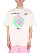 MSGM T-shirt With Fantastic Green Print MSGM T-shirt With Fantastic Green Print - BIANCO