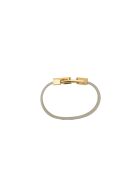Saint Laurent Carré Bracelet In Leather And Metal Saint Laurent Carré Bracelet In Leather And Metal - CREAM