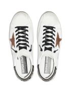 Man White Super-star Sneakers With Black Spoiler And Brown Suede Star Golden Goose Man White Super-star Sneakers With Black Spoiler And Brown Suede Star