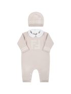 Fendi Beige Set For Babykids With Douple Ff Fendi Beige Set For Babykids With Douple Ff - Beige