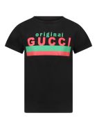Gucci Black T-shirt For Kids With Logo Gucci Black T-shirt For Kids With Logo - Black
