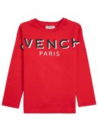 Givenchy Red Long-sleeved Cotton T-shirt With Logo Print Givenchy Red Long-sleeved Cotton T-shirt With Logo Print - Red