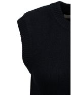 Laneus Black Wool Blend Vest Laneus Black Wool Blend Vest - Black